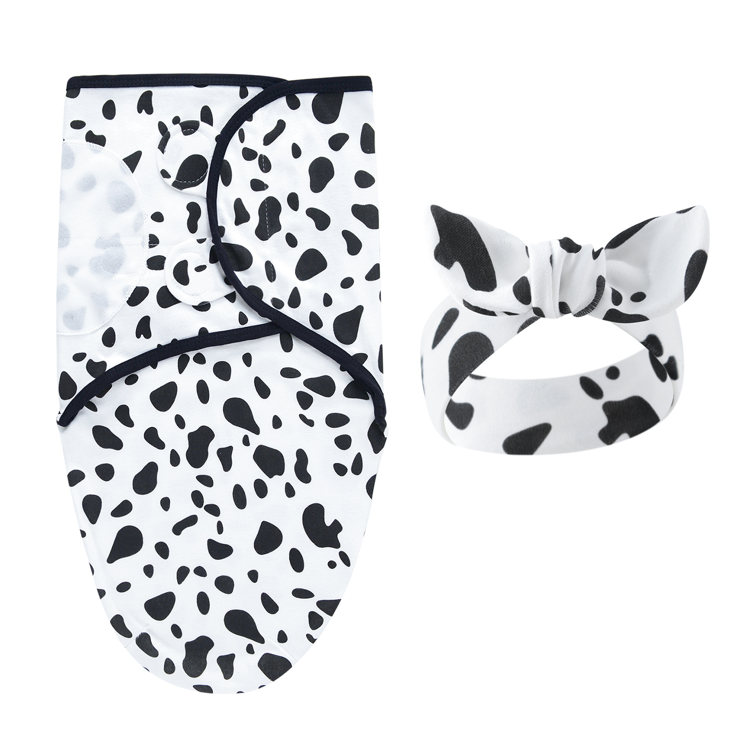 Newborn swaddle blanket, wrap, and headband set