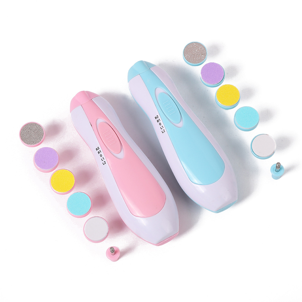 Baby Nail Clippers Baby Safe Electric Trimmer Nail File Kit for Newborn Infant Toddler Kids Toes and Fingernails - Care, Polish and Trim - 6 Grinding Heads and LED Light, Pink