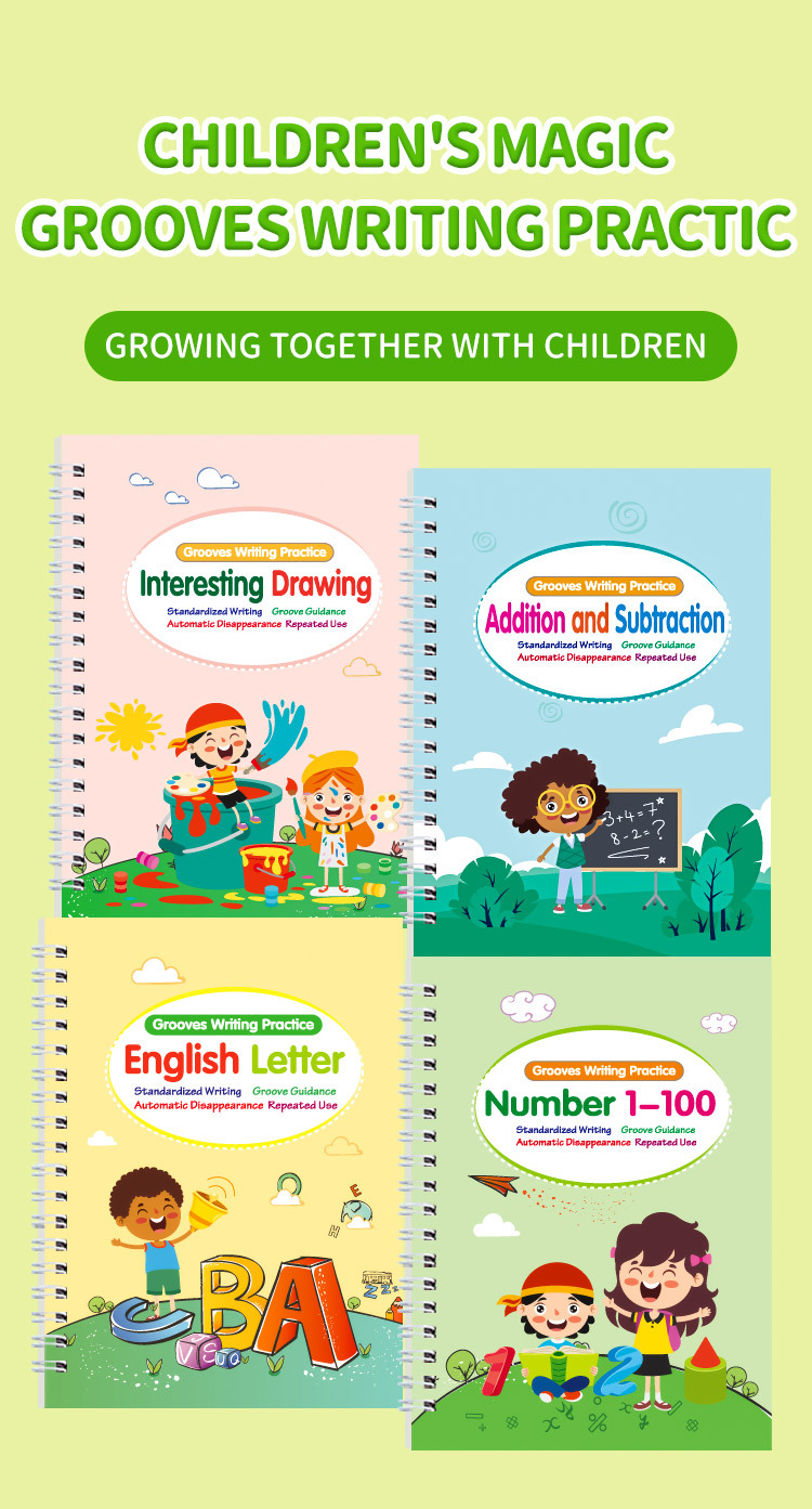 Grooved tracing stencils for children: letters, numbers, and drawing