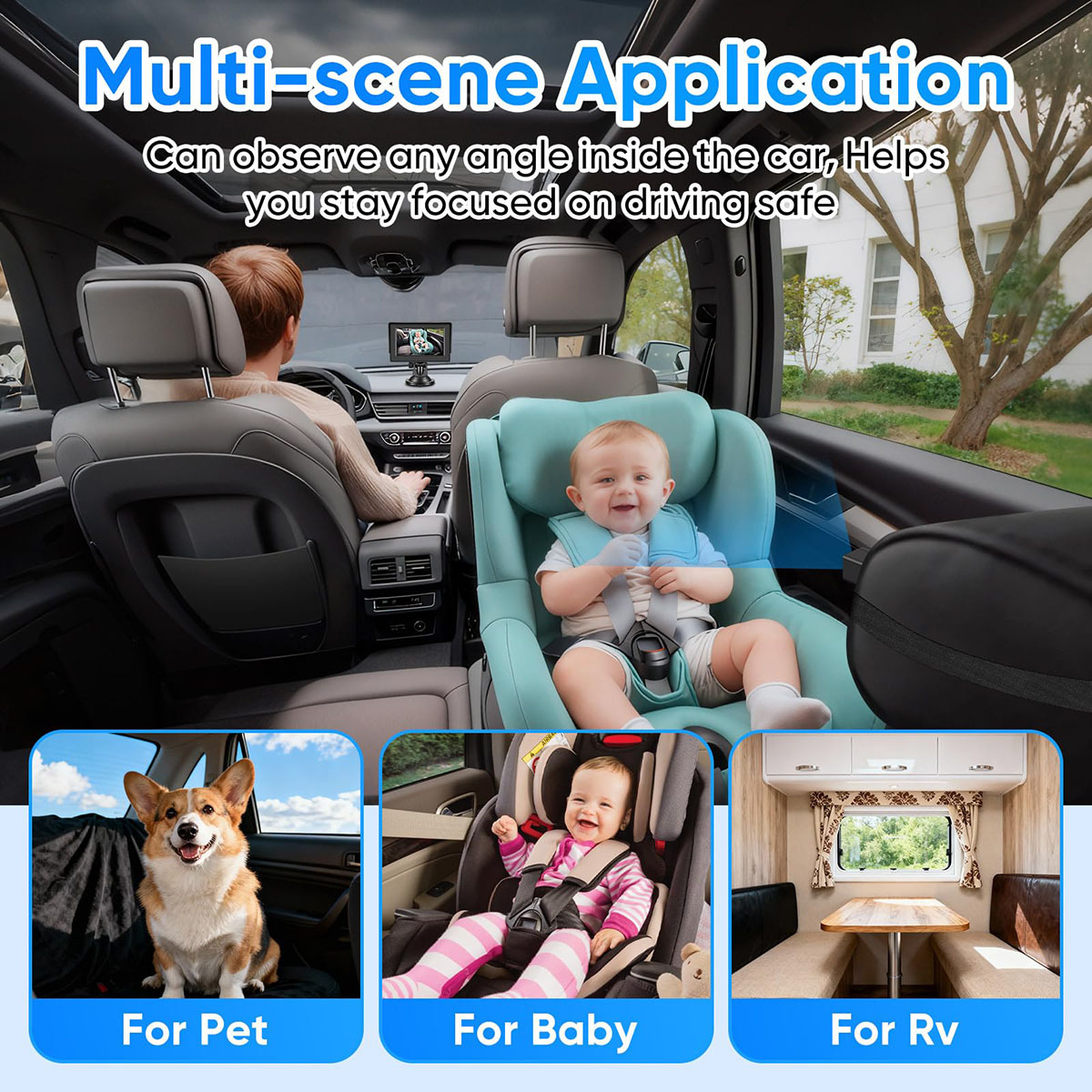 In-car baby monitoring display