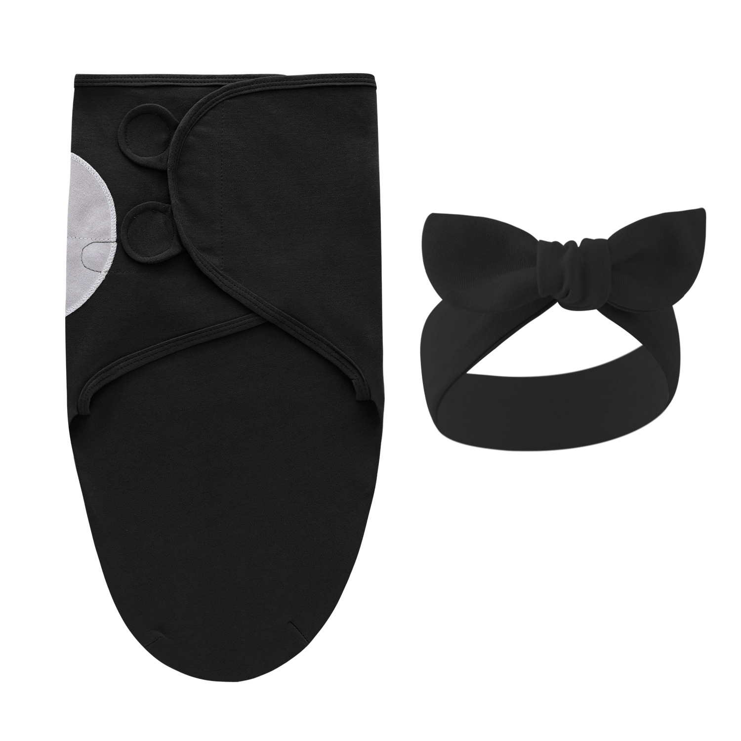 Newborn swaddle blanket, wrap, and headband set