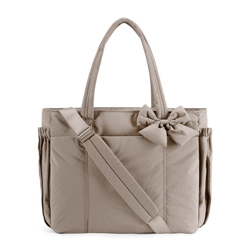 Independent Shoe Compartment Bow-Adorned Fashion Tote Bag for Women