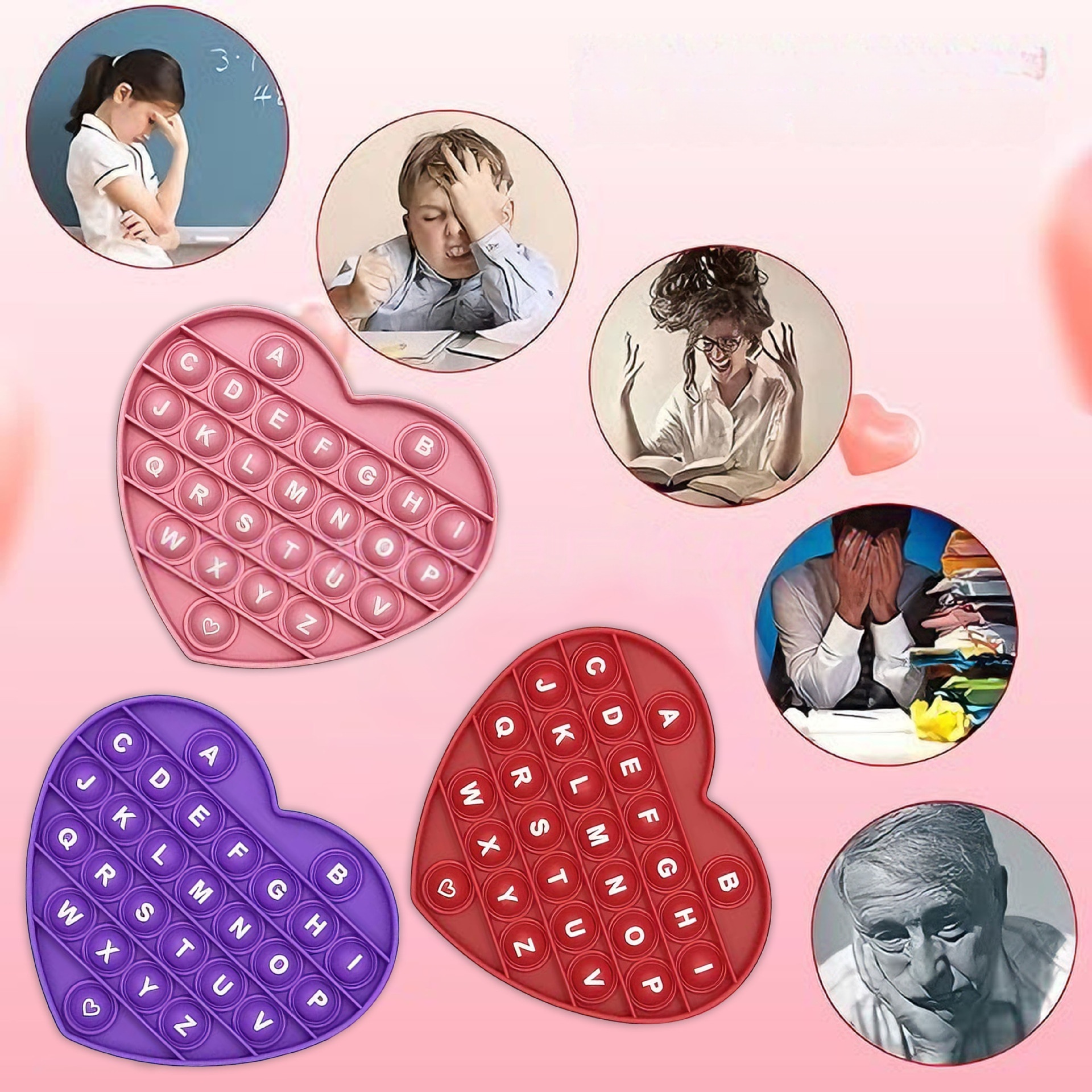 Large Heart-Shaped Alphabet Finger Bubble Fun Children's Valentine's Day Stuffing