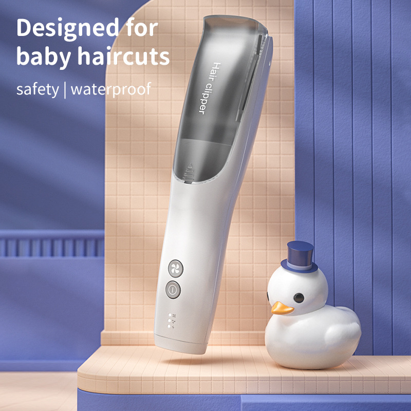 Newborn haircut. Automatic hair suction