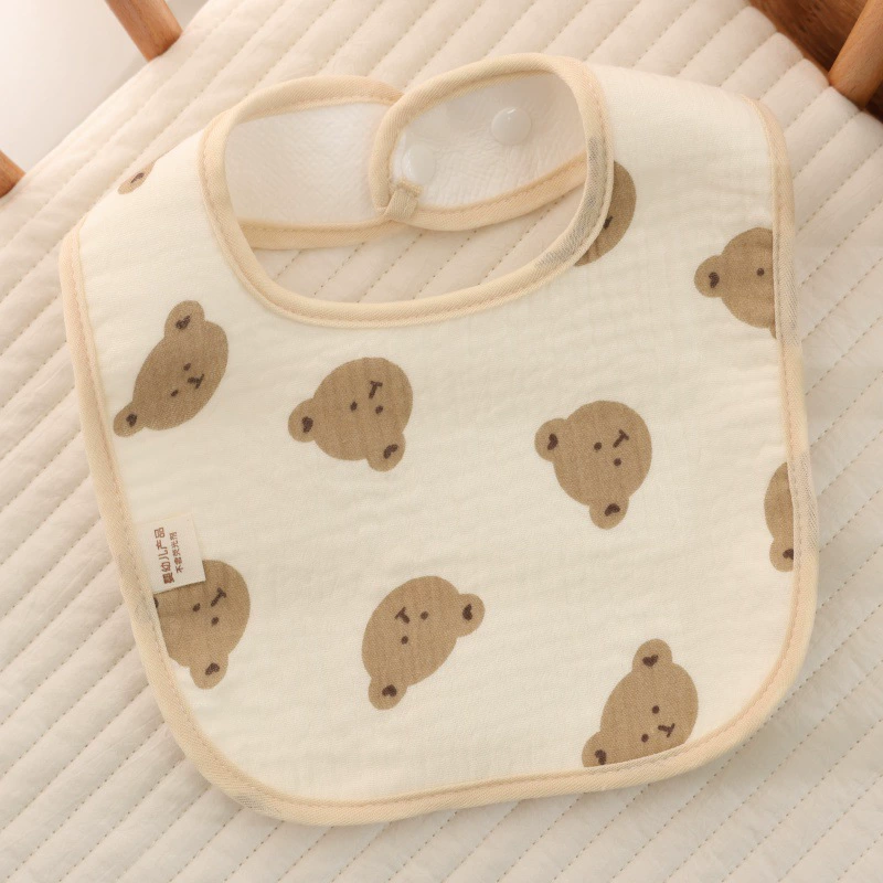 Baby Bib Class A Six-Layer Pure Cotton Gauze U-Shaped Children's Mealtime Bib Baby Anti-Spit-Up Bib with Back Snap Fastener