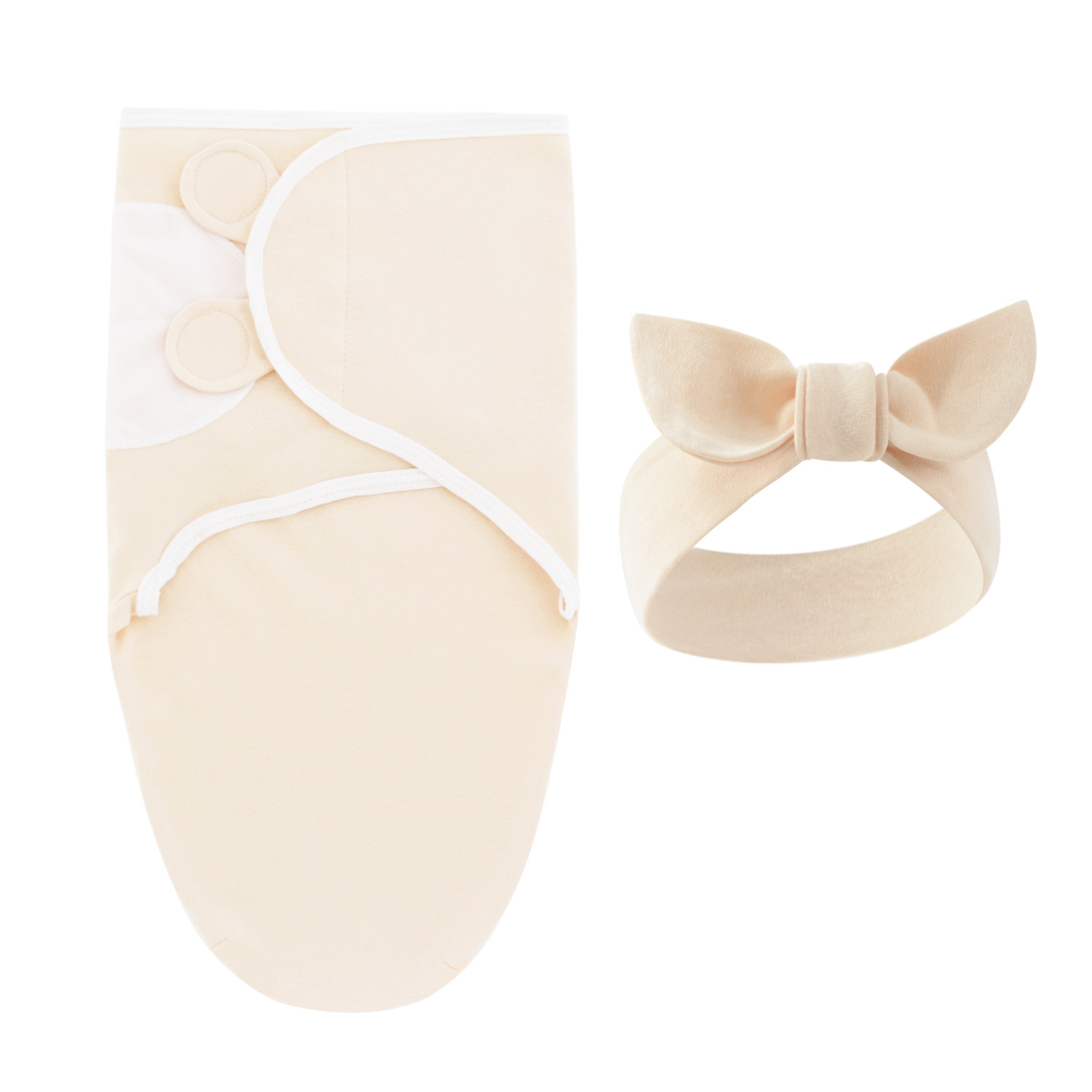 Newborn swaddle blanket, wrap, and headband set