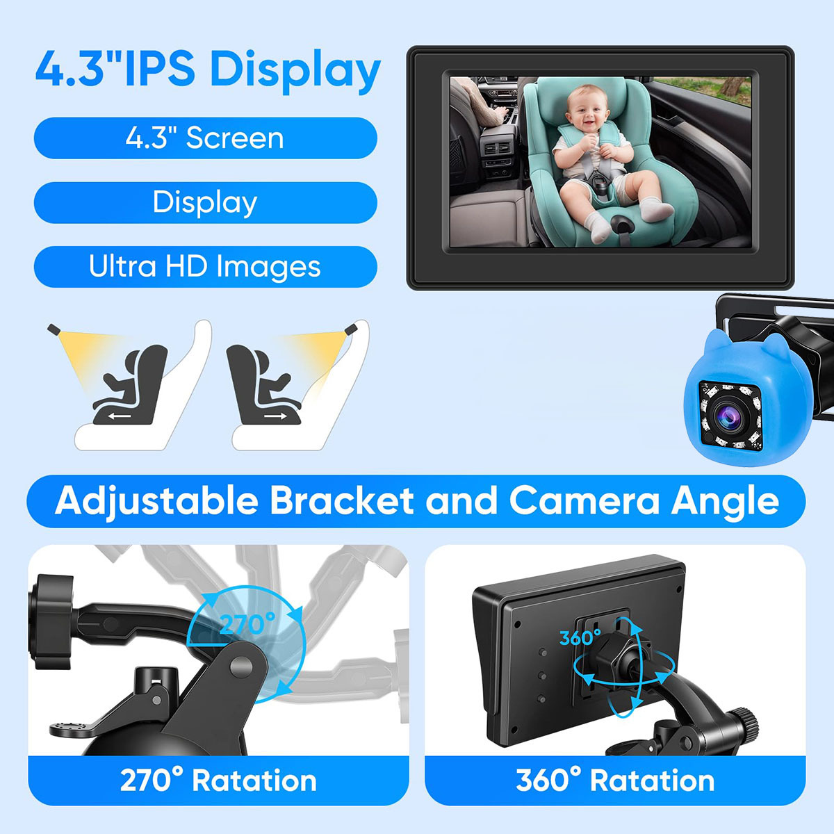 In-car baby monitoring display