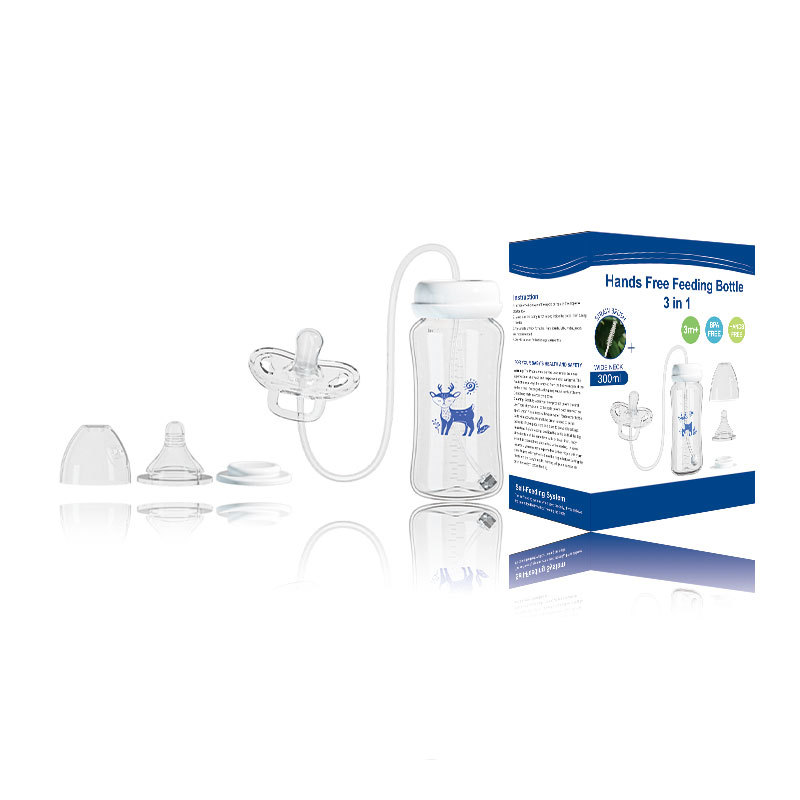 Best-selling hands-free feeding bottle, wide-mouth design, made of PP material, 300ml capacity