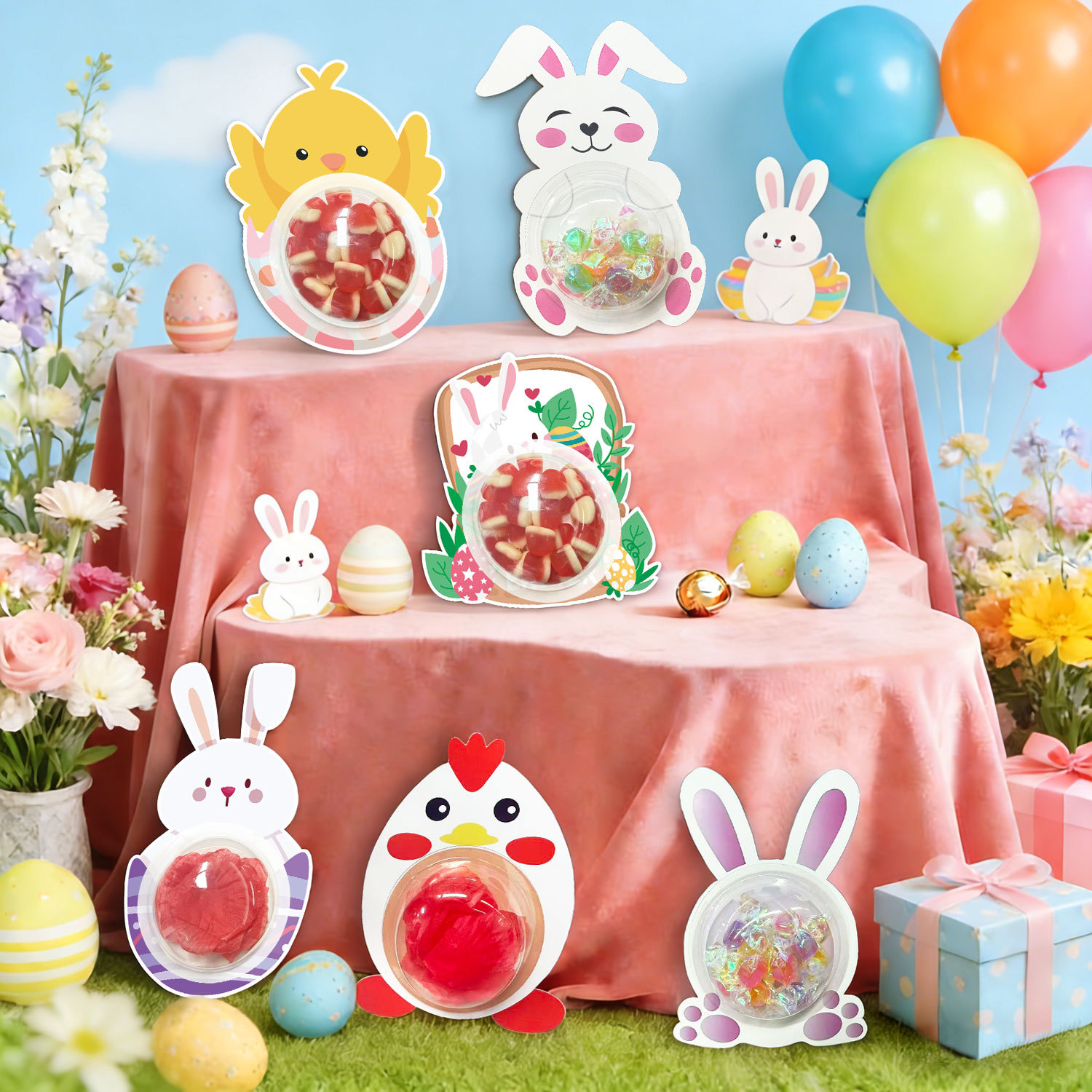 Cartoon rabbit and chick shaped holiday gift decoration box