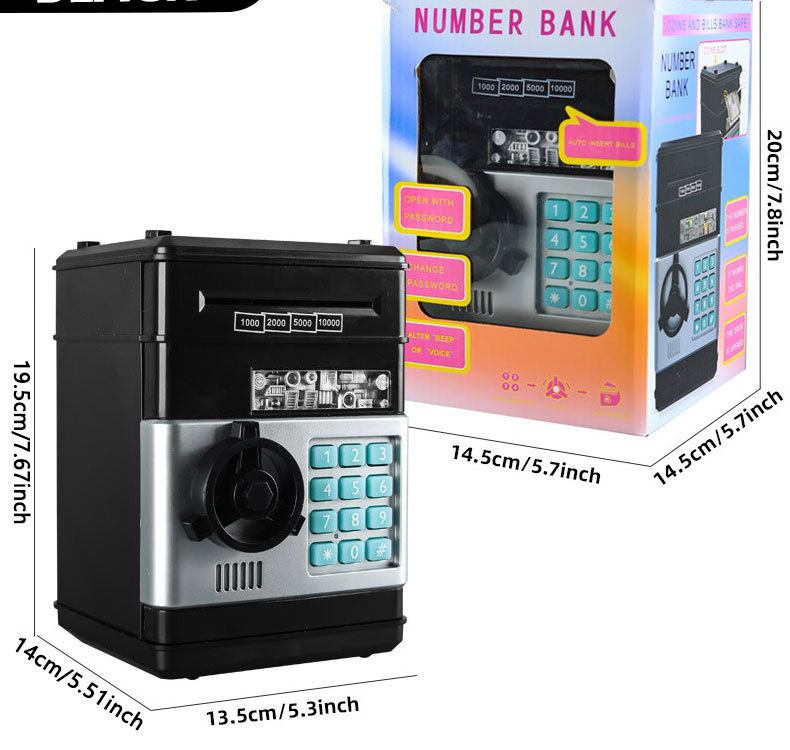 Children's large-capacity simulated intelligent money-saving machine/piggy bank with password lock
