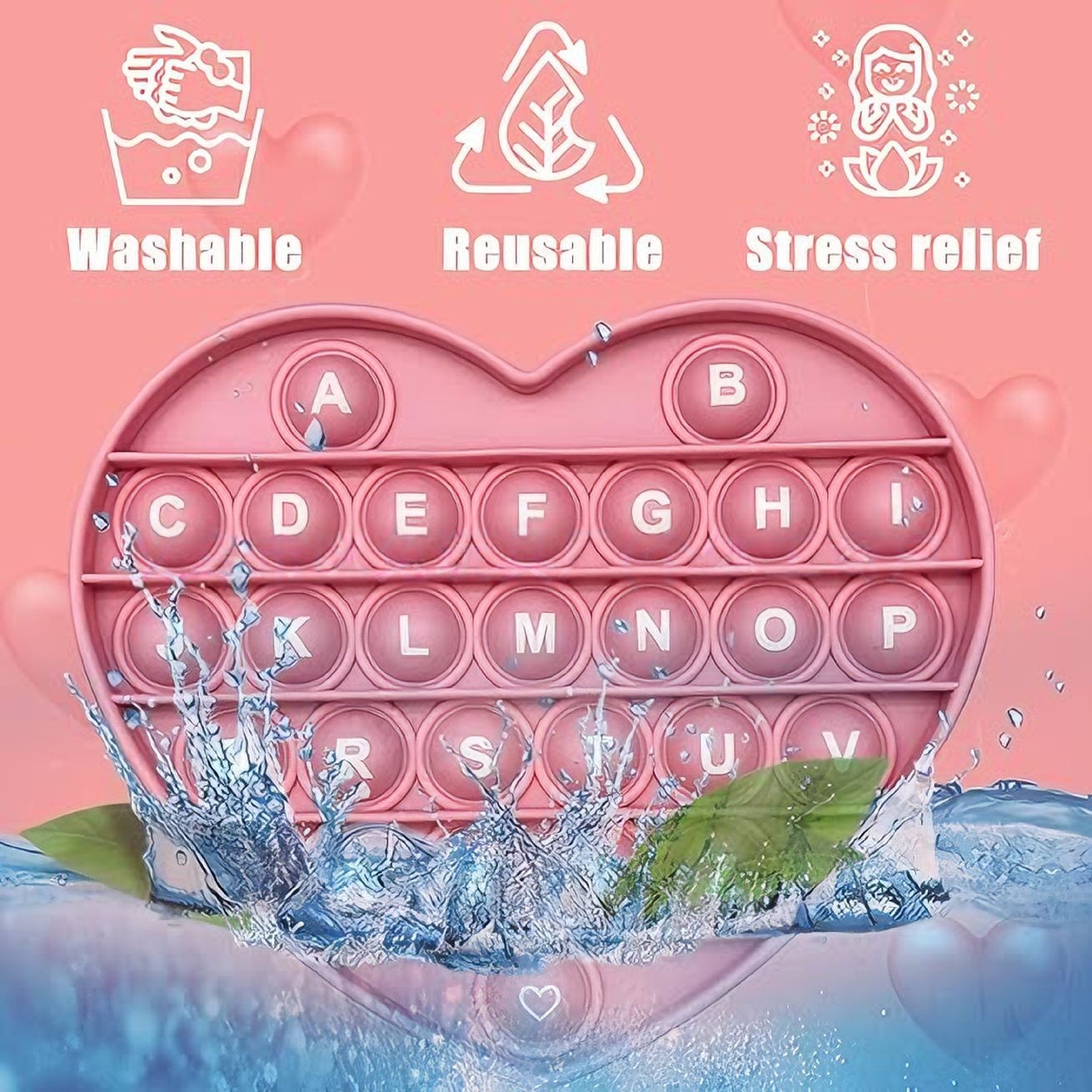 Large Heart-Shaped Alphabet Finger Bubble Fun Children's Valentine's Day Stuffing