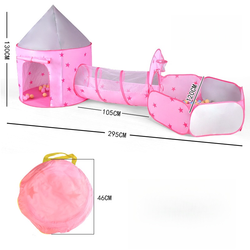 3-in-1 Children's Ball Pit and Play Tent with Starry Sky Theme, including a crawling tunnel and pop-up climbing frame set