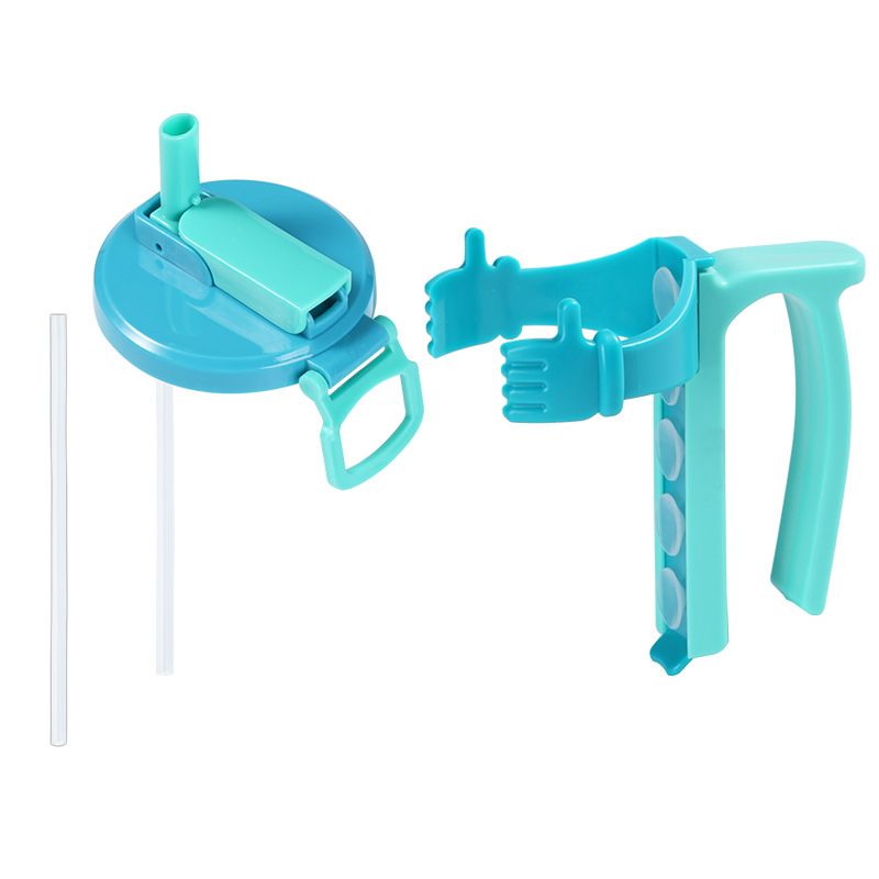 Can holder with spill-proof lid and straw