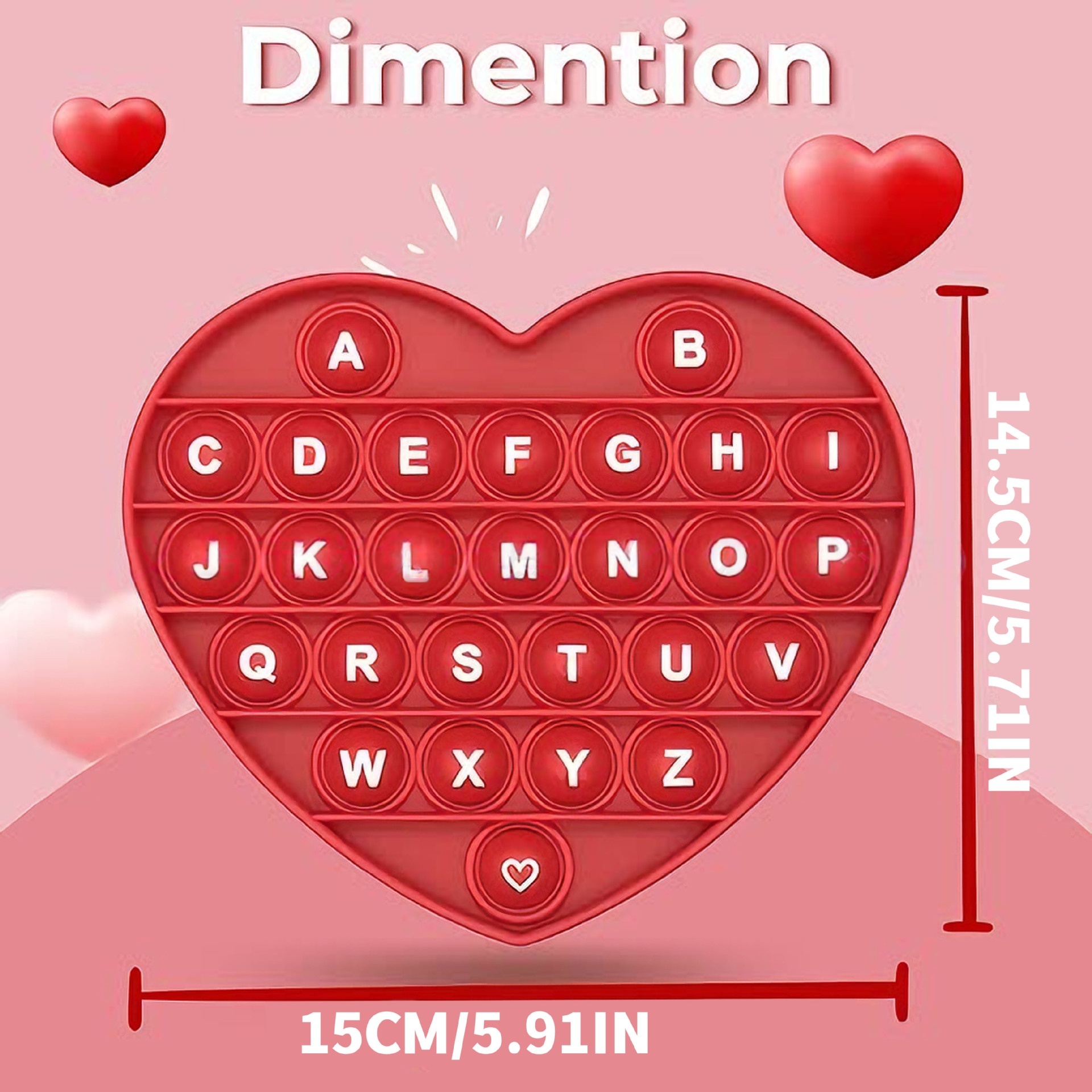 Large Heart-Shaped Alphabet Finger Bubble Fun Children's Valentine's Day Stuffing