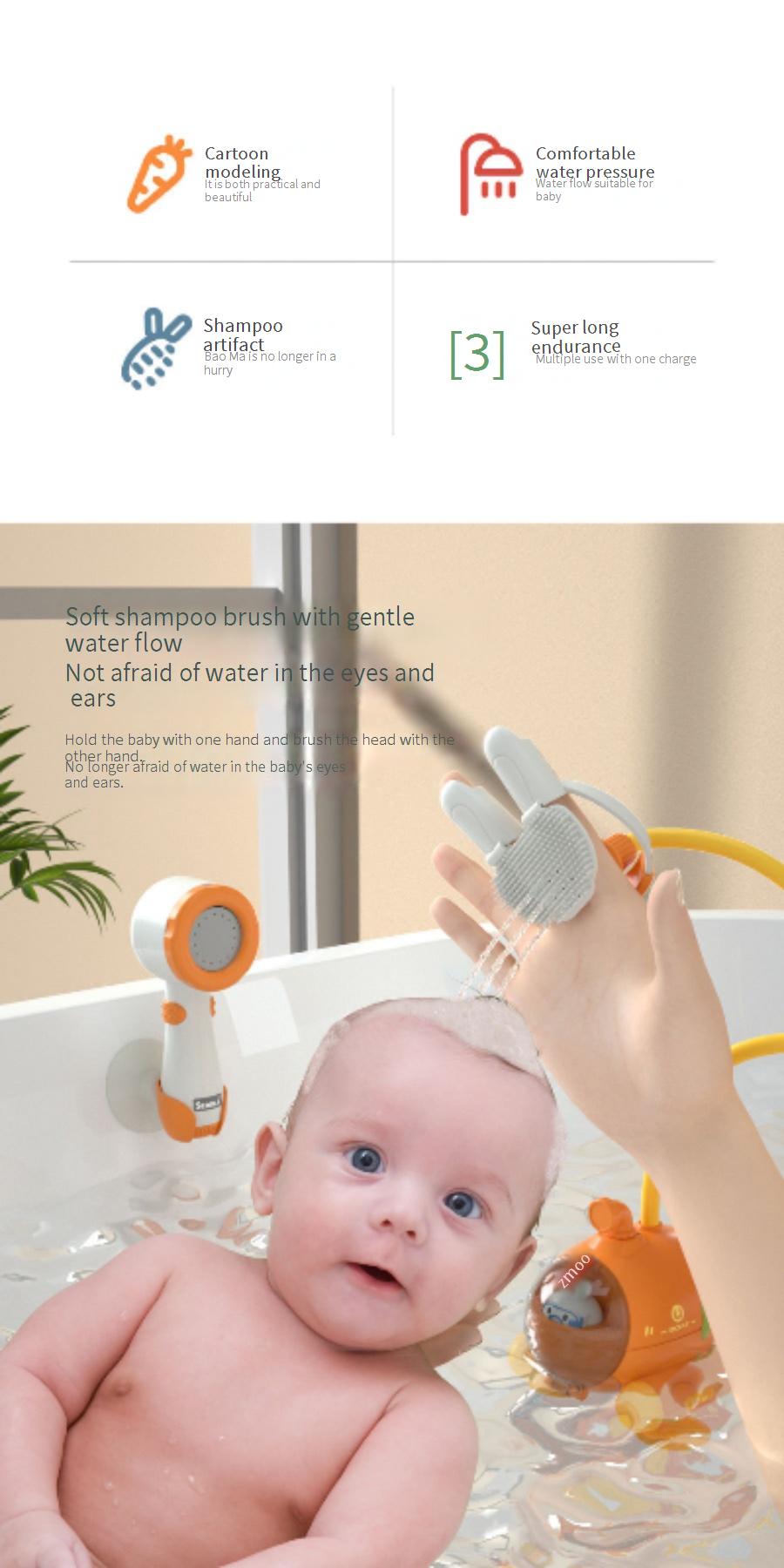 Electric shower head toy, summer water play duck baby spray shower head