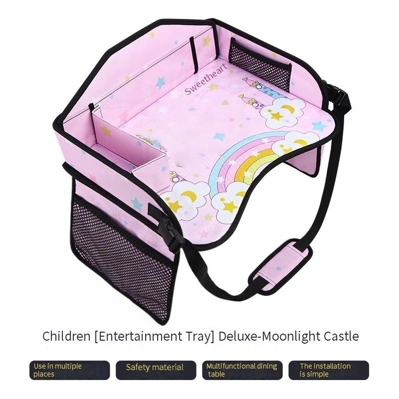 Children's soothing toy tray, car back seat baby entertainment tool, cartoon car folding table