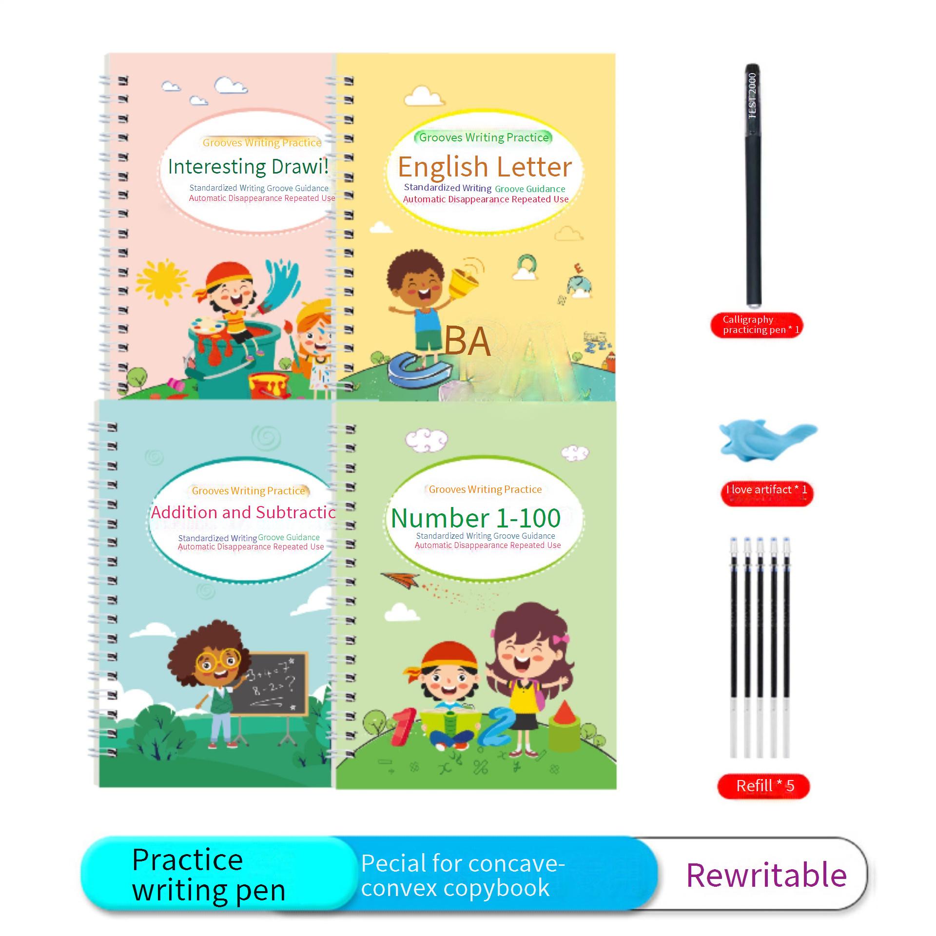 Grooved tracing stencils for children: letters, numbers, and drawing