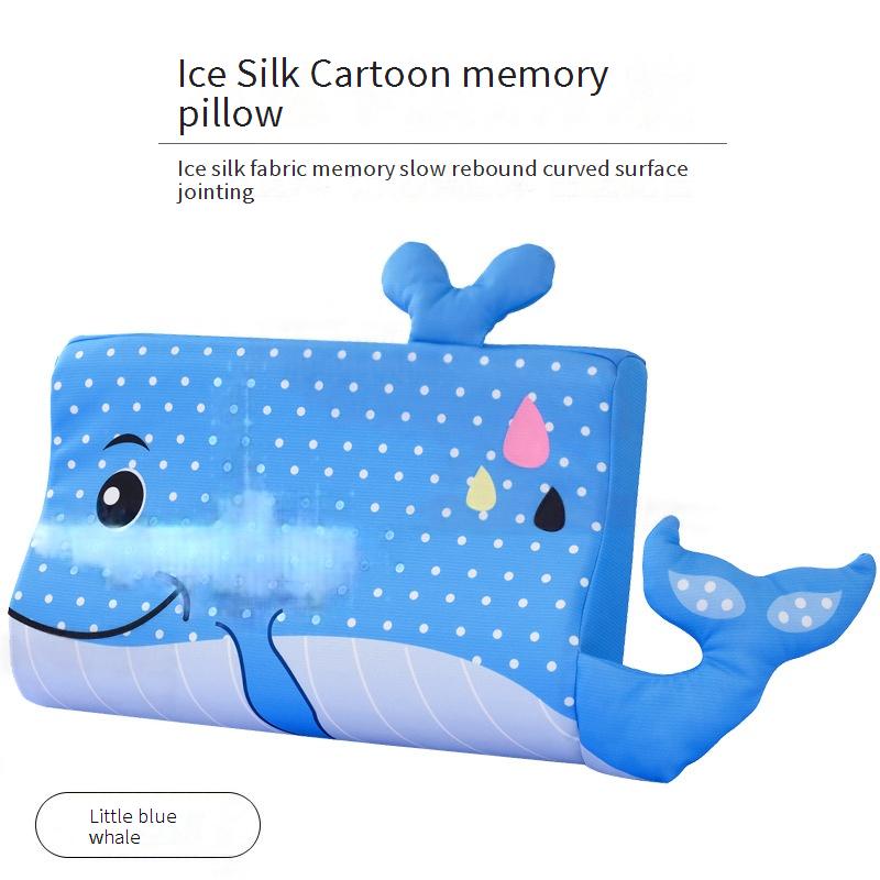 Ergonomic ice silk memory foam pillow for infants and toddlers