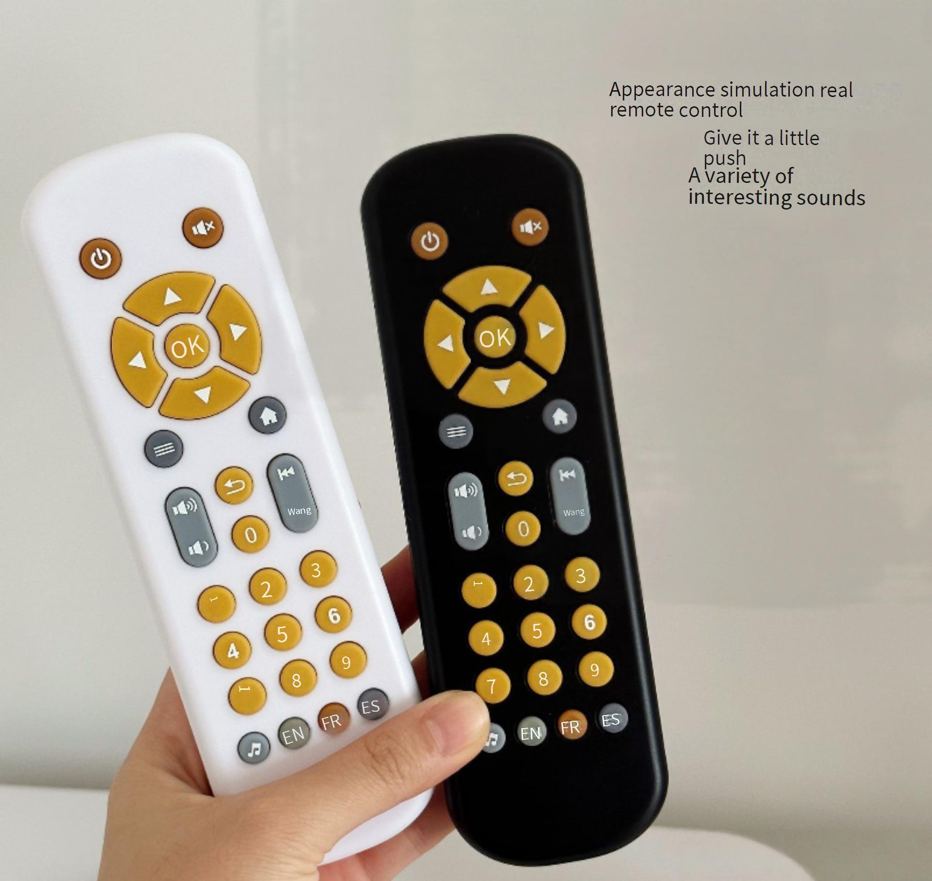 A simulated TV remote control that supports early childhood education in English, French, and Spanish