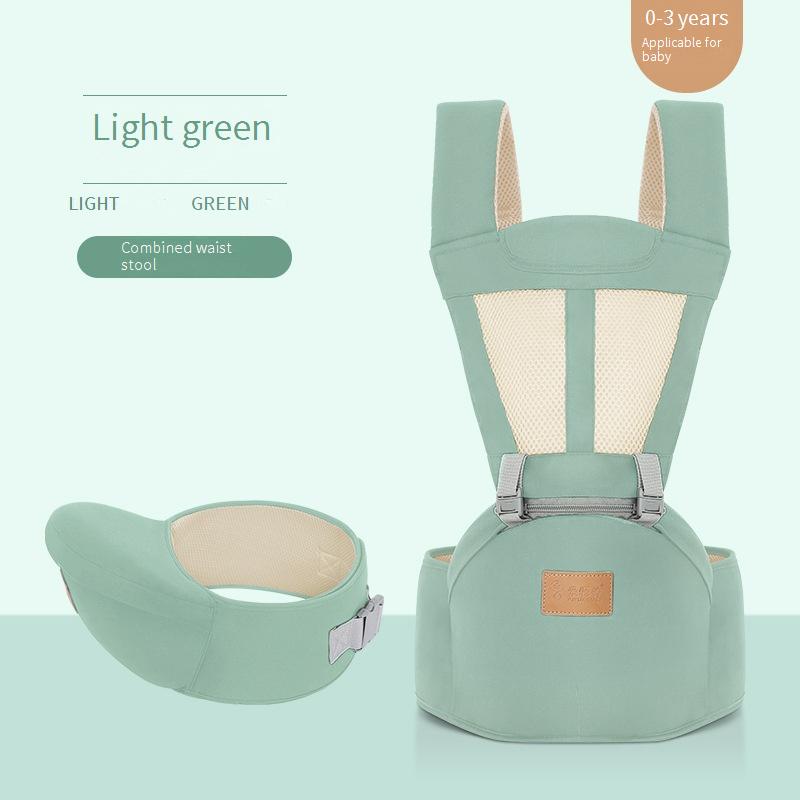 Baby carrier hip seat, single seat, usable in front or back, multi-functional.