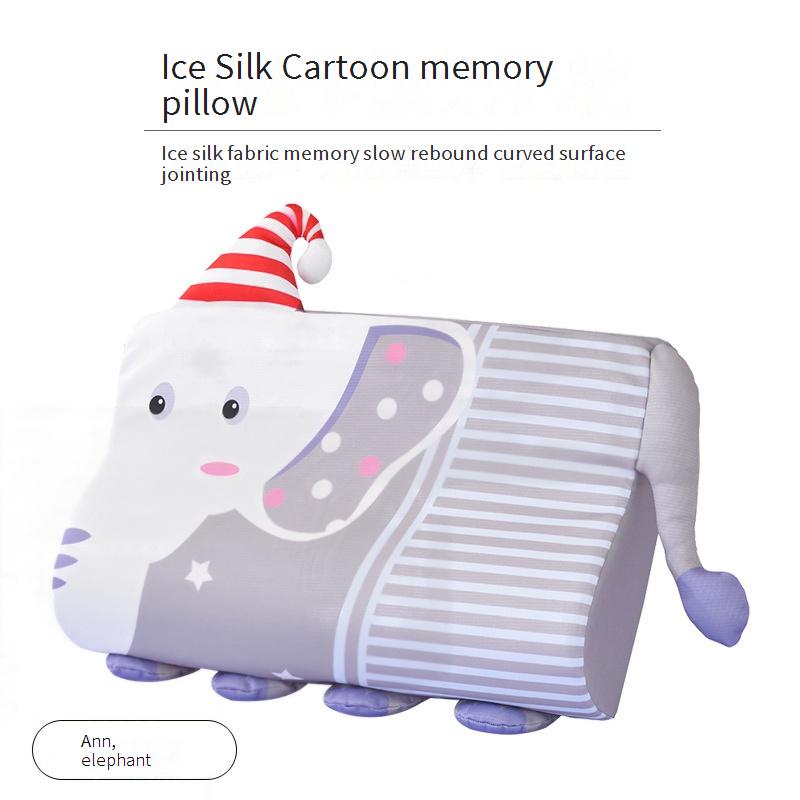 Ergonomic ice silk memory foam pillow for infants and toddlers