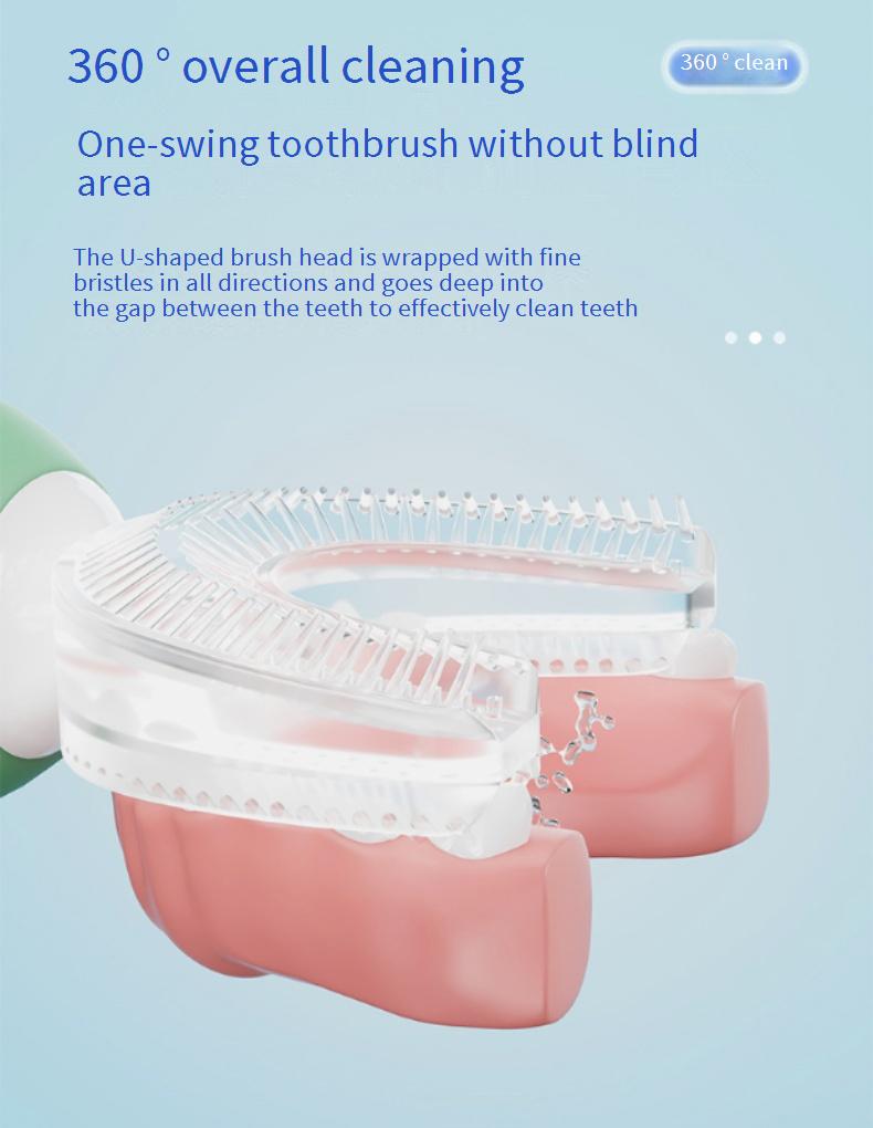 U-shaped electric toothbrush for children, rechargeable, suitable for 2-6-12 year old babies/kids