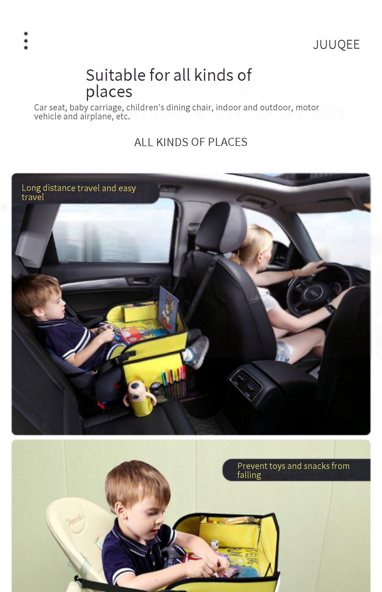 Children's soothing toy tray, car back seat baby entertainment tool, cartoon car folding table