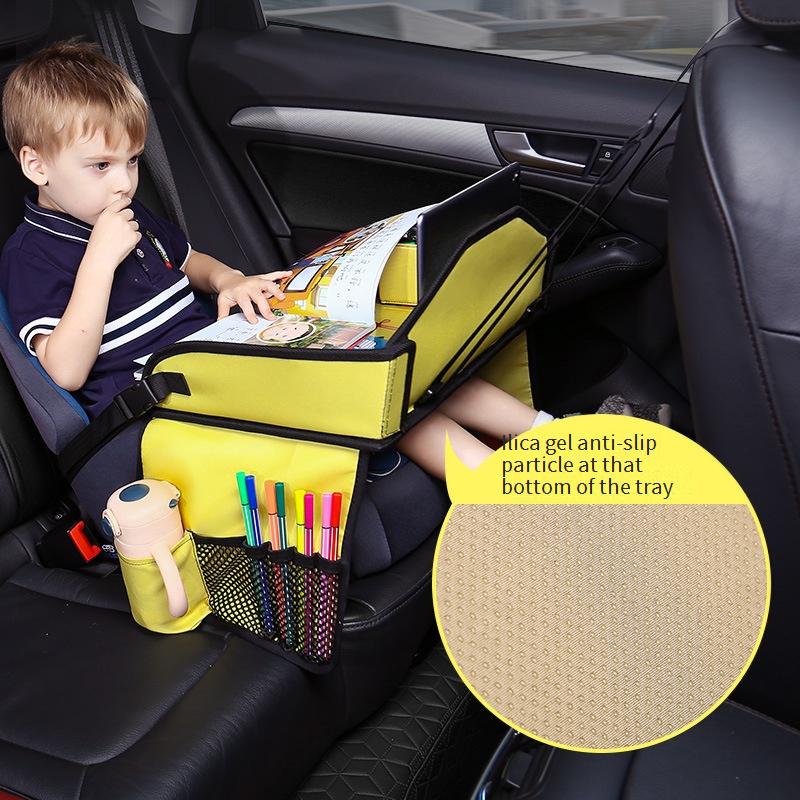 Children's soothing toy tray, car back seat baby entertainment tool, cartoon car folding table