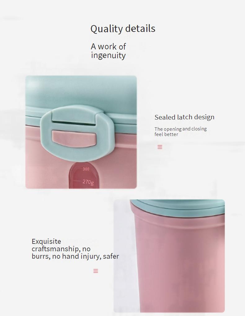 Baby formula container, moisture-proof, large capacity storage jar with divided compartments