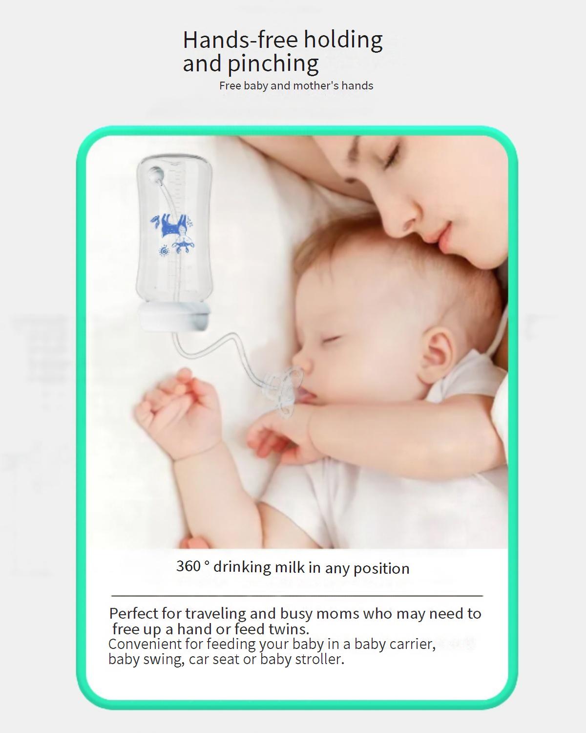 Best-selling hands-free feeding bottle, wide-mouth design, made of PP material, 300ml capacity