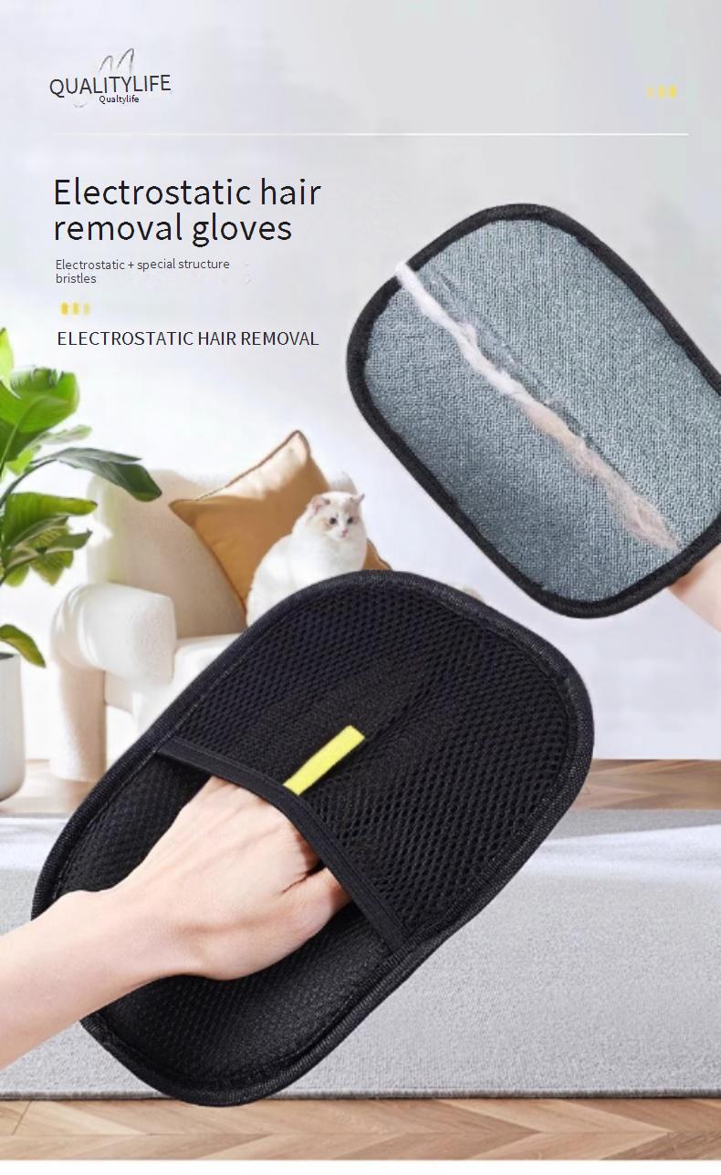 Pet static electricity hair removal gloves, cat hair cleaner