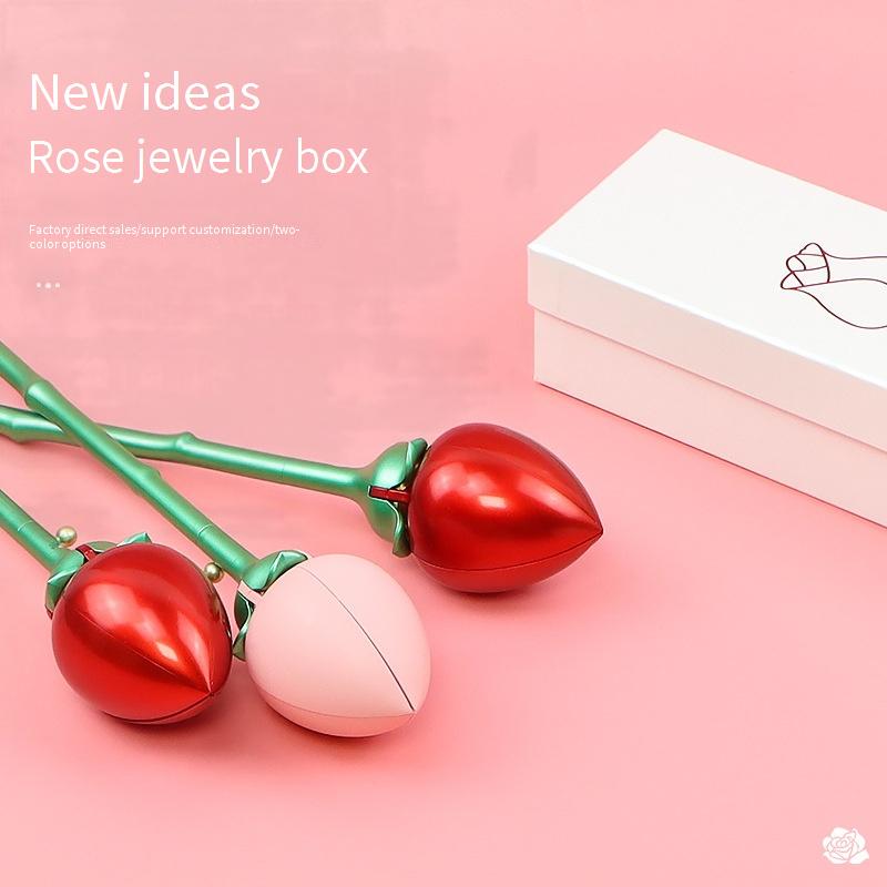 Rose gift box automatic jewelry box, Valentine's Day gift, ring and pendant jewelry box