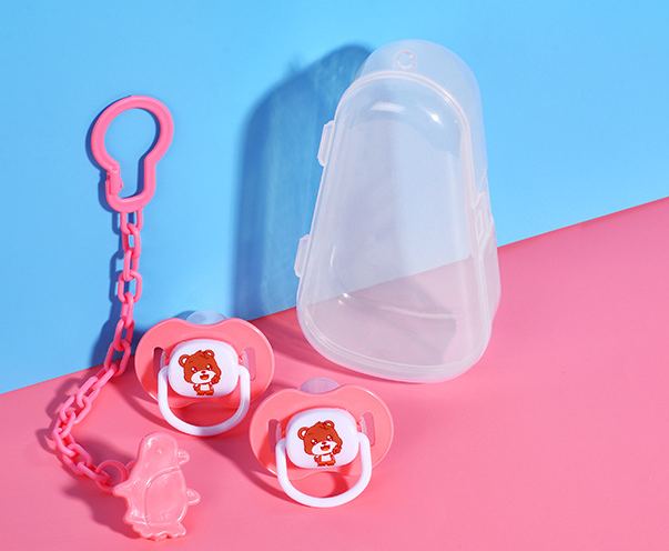 Cartoon Silicone Pacifier + Chain Combo