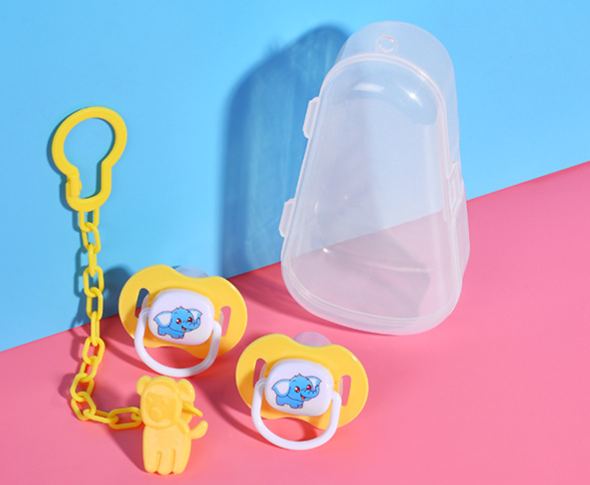 Cartoon Silicone Pacifier + Chain Combo