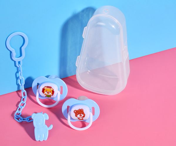 Cartoon Silicone Pacifier + Chain Combo