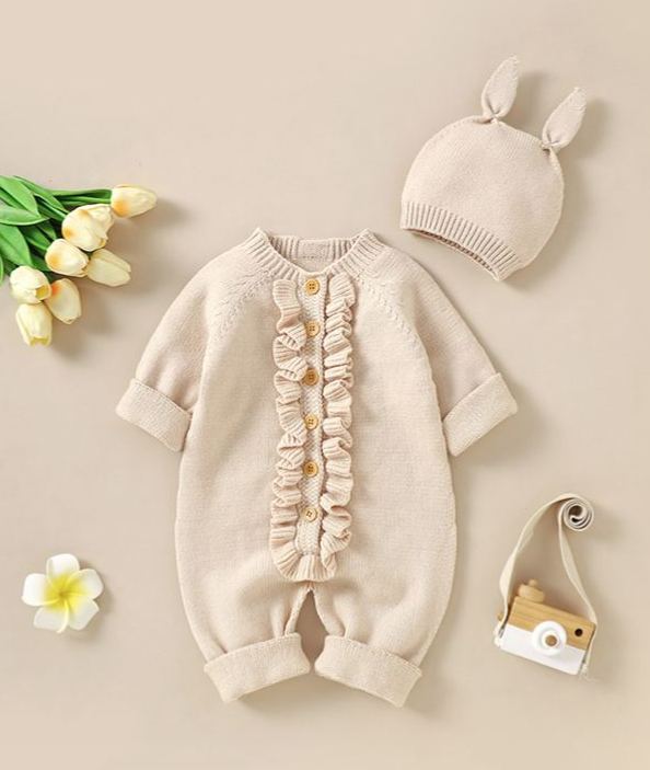 Ruffled Knit Baby Romper
