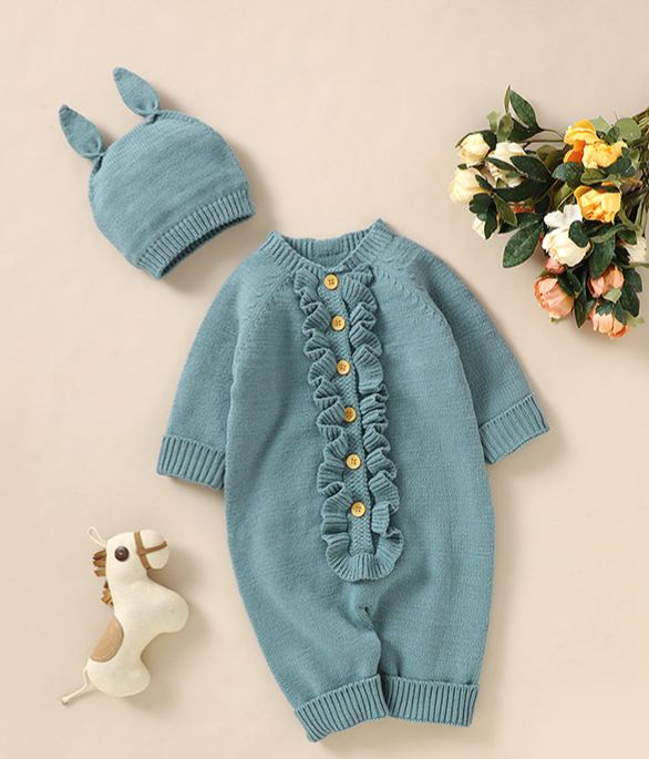 Ruffled Knit Baby Romper