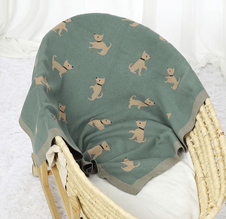 Puppy Jacquard Baby Cotton WindproofBlanket