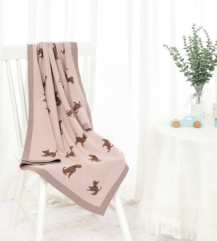 Puppy Jacquard Baby Cotton WindproofBlanket