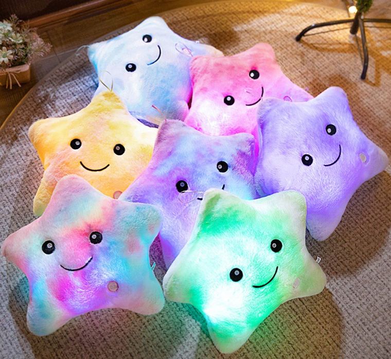 Rainbow Rabbit Fur Tie-Dye Glowing Star Pillow
