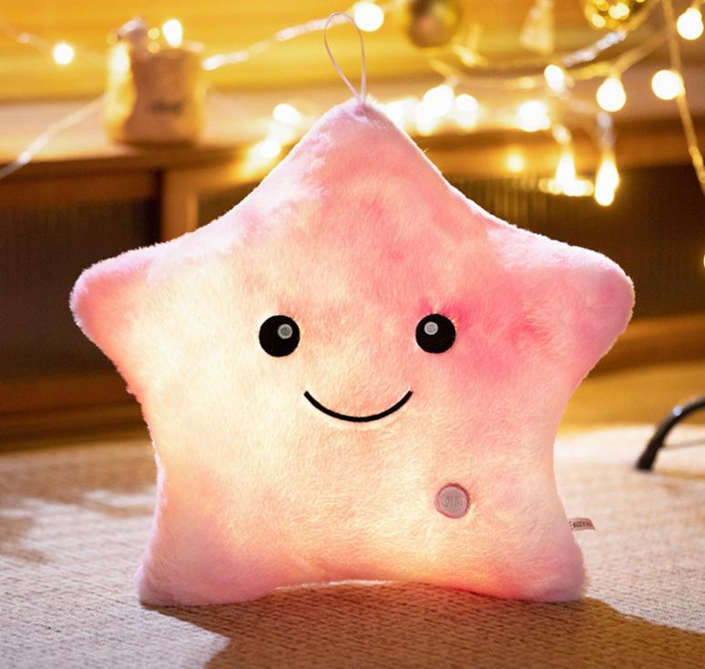 Rainbow Rabbit Fur Tie-Dye Glowing Star Pillow