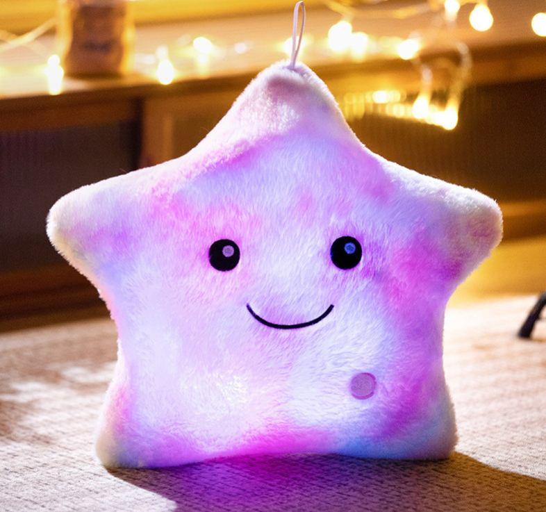 Rainbow Rabbit Fur Tie-Dye Glowing Star Pillow