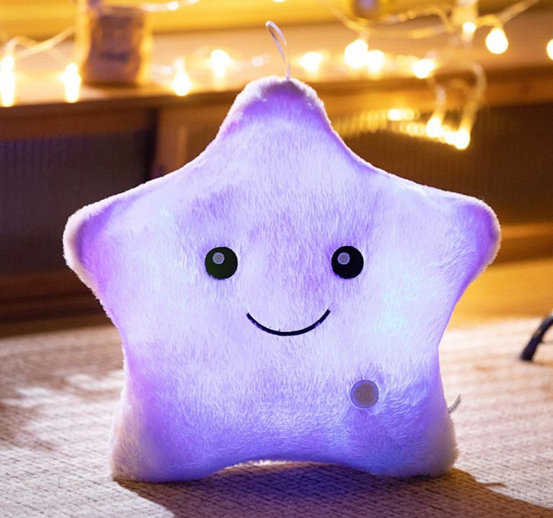 Rainbow Rabbit Fur Tie-Dye Glowing Star Pillow