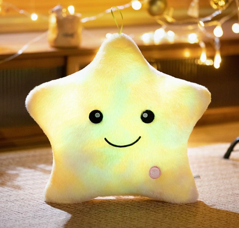 Rainbow Rabbit Fur Tie-Dye Glowing Star Pillow