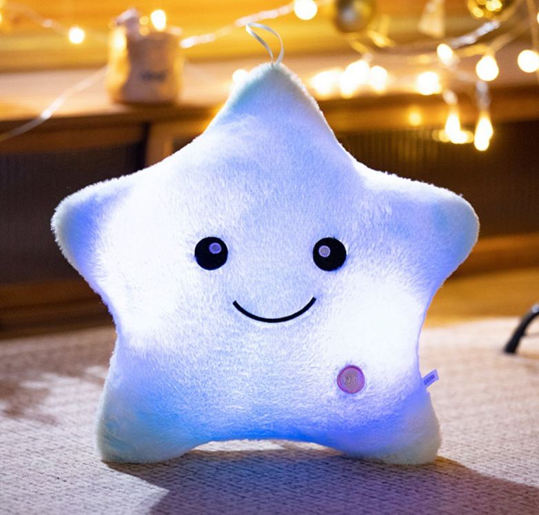 Rainbow Rabbit Fur Tie-Dye Glowing Star Pillow
