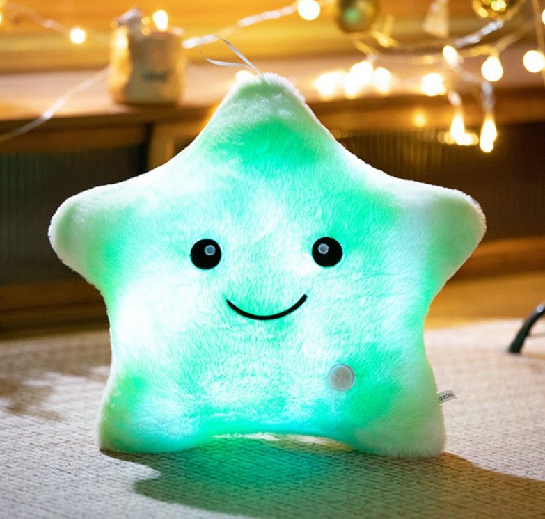 Rainbow Rabbit Fur Tie-Dye Glowing Star Pillow