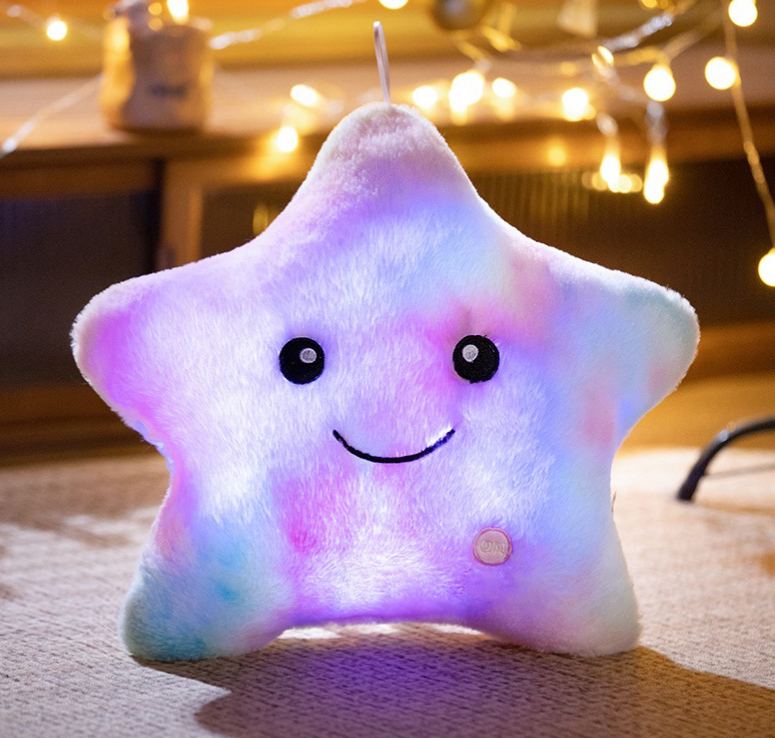 Rainbow Rabbit Fur Tie-Dye Glowing Star Pillow