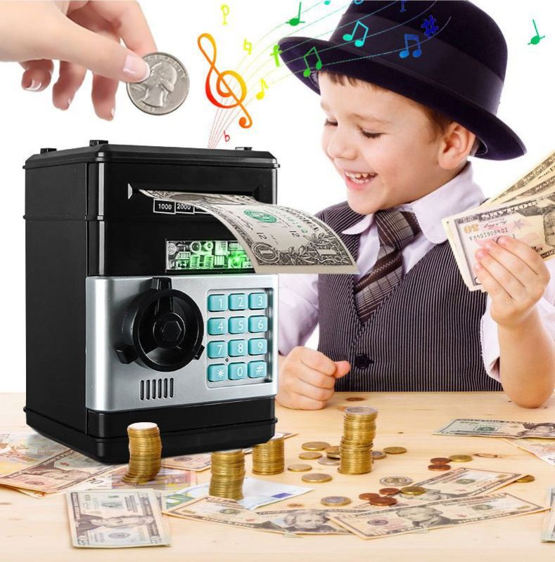 Children's large-capacity simulated intelligent money-saving machine/piggy bank with password lock