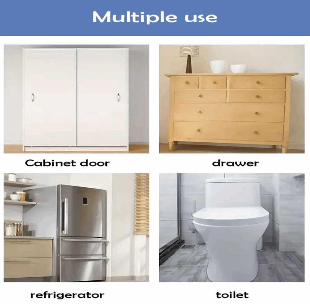 Child Safety Cabinet Locks – 10-pack adjustable adhesive latches for drawers, refrigerators, and toilets