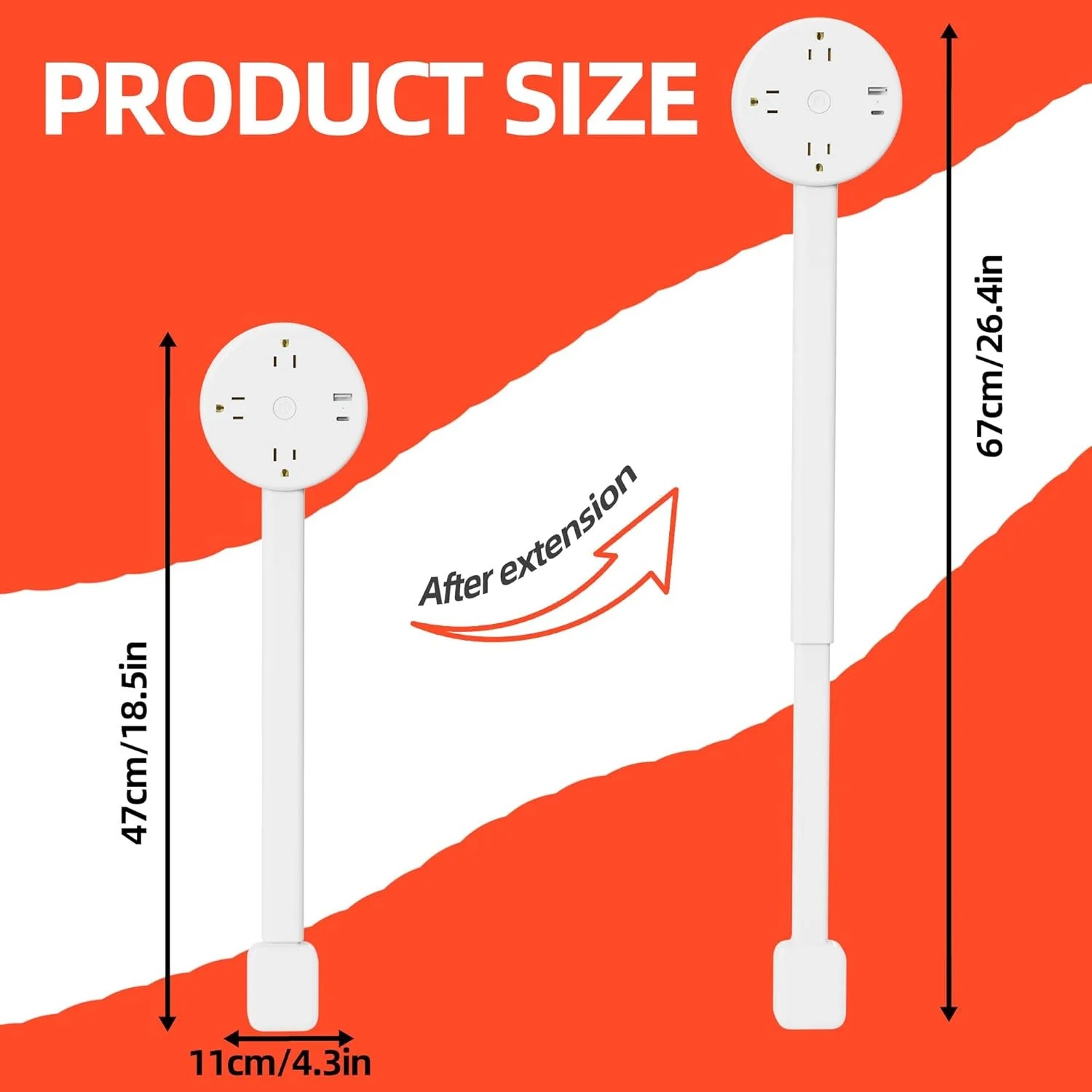 Extended and Rotating Outlet Features USB-A, USB-C, and 2 Ac Outlets